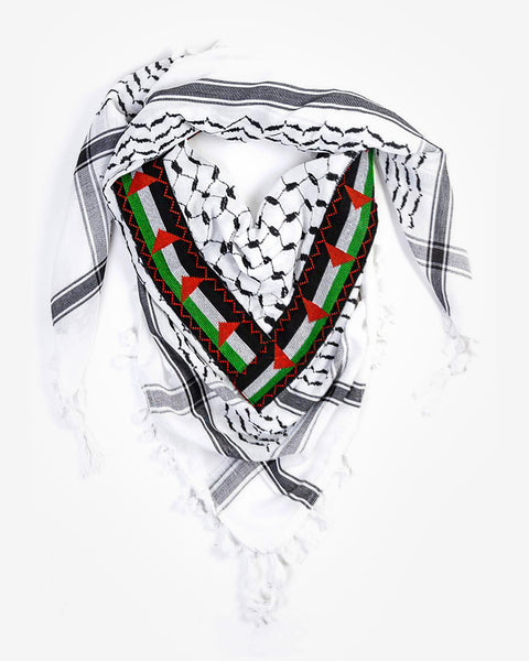 HIRBAWI パレスチナ製 Kufiya クーフィーヤ クフィーヤ 刺繍 palestine_embroidered_flag_0_h