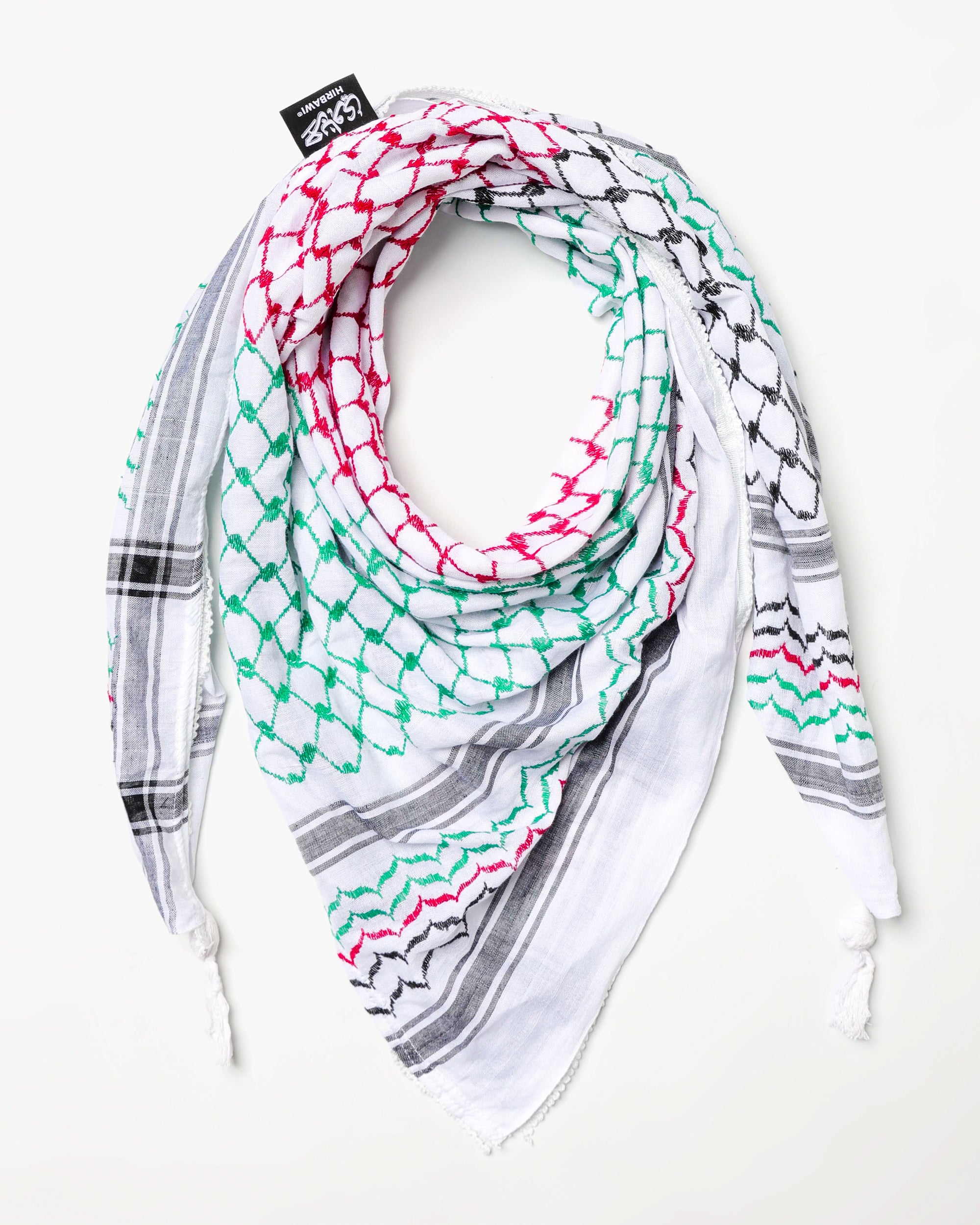HIRBAWI パレスチナ製 Kufiya クーフィーヤ クフィーヤ 刺繍 Palestine Flag Hirbawi® Kufiya | Official Store from Palestine